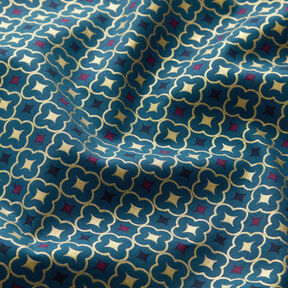 Cotton Poplin festive tiles – light petrol/gold, 