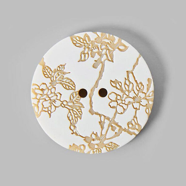 Floral Plastic Button – offwhite,  image number 1