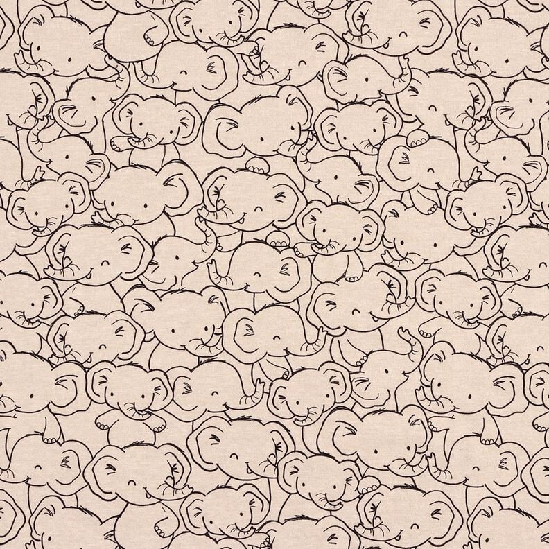 Cotton Blend Jersey Elephant swarm – natural,  image number 1
