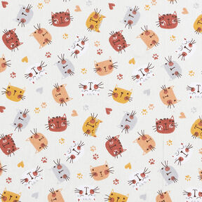Cretonne Cat Faces – white, 