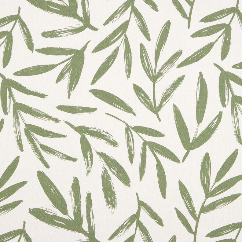 Decor Fabric Half Panama minimalist leaves – pine/natural, image number 1