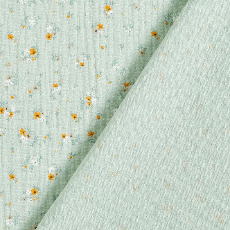 Double Gauze/Muslin romantic little flowers – pale mint, image number 4