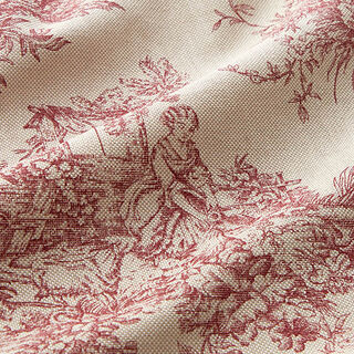 Decor Fabric Half Panama classic Toile de Jouy – carmine/natural, 