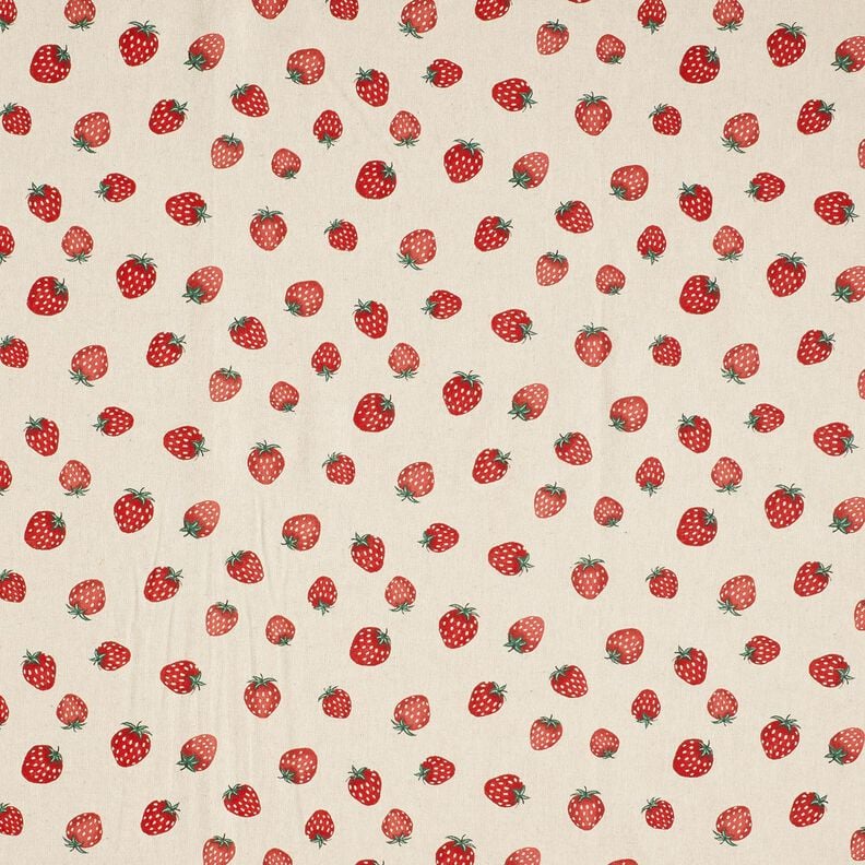 Decor Fabric Half Panama small strawberries – red/natural,  image number 1
