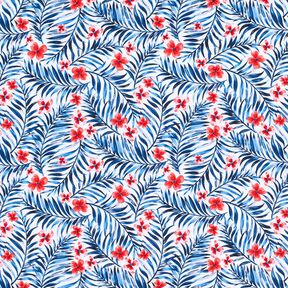 Swimsuit Fabric Flowers and palm fronds – white/indigo, 
