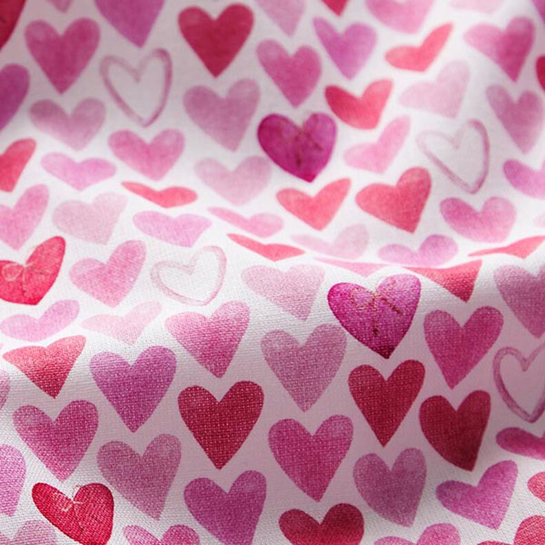 Cotton poplin watercolour hearts – white,  image number 2
