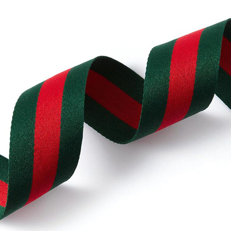 Striped Woven Ribbon [40 mm] – green/red,  image number 2
