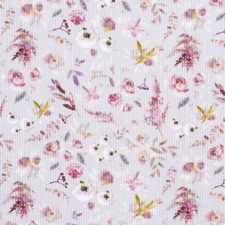 Ribbed Jersey delicate wildflowers digital print – pastel mauve/red lilac,  image number 1