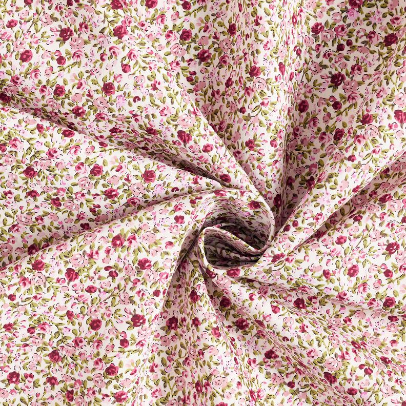 Cotton Poplin Sea of Roses – ivory/light pink, image number 3