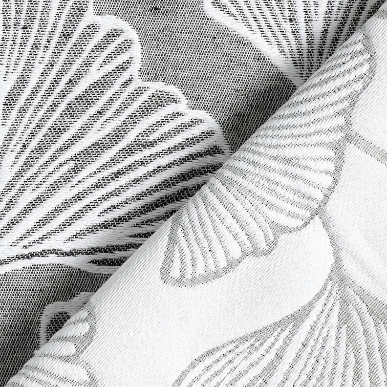 Decor Fabric Jacquard large ginkgo – granite/ivory,  image number 4