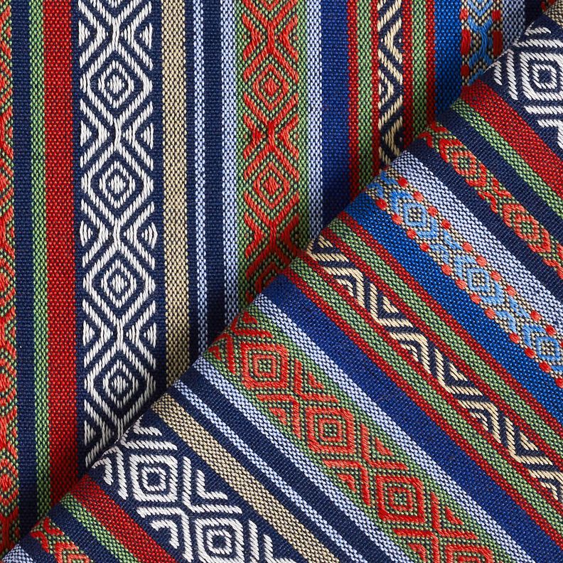 Decor Fabric Jacquard abstract stripes – navy blue/carmine, image number 4