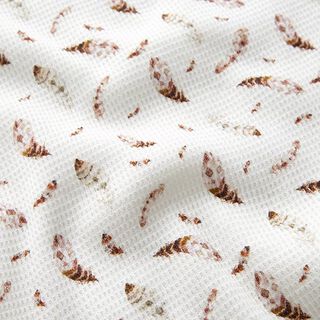 Waffle Jersey feathers Digital Print – white, 