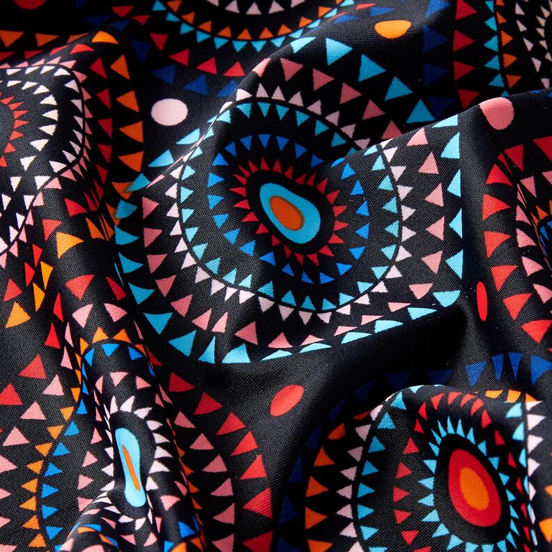 Swimsuit Fabric Mandala – blue-black/fire red,  image number 2