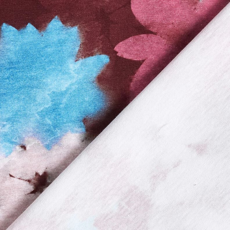 Cotton Jersey blurred flowers digital print – merlot/blue, image number 4