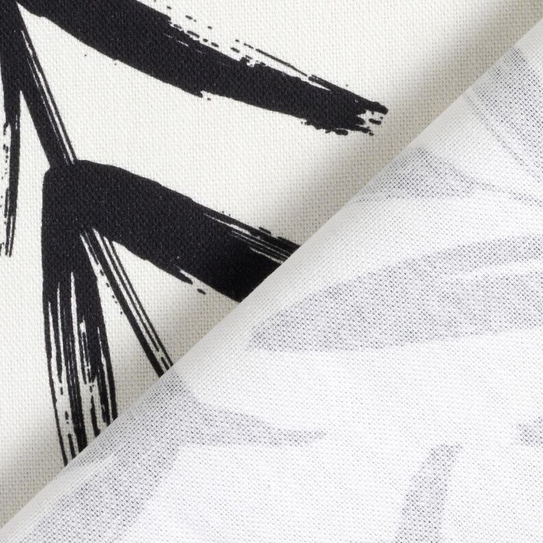 Decor Fabric Half Panama minimalist leaves – black/ivory,  image number 4