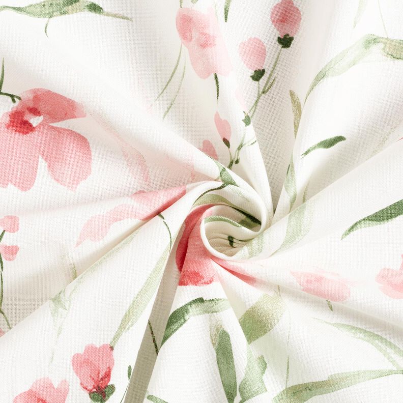 Decor Fabric Half Panama freesias – ivory/light pink,  image number 3