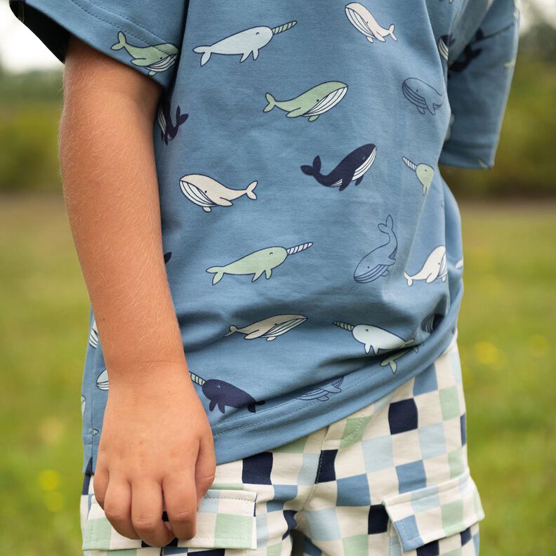 Cotton Jersey cute whales| Poppy Fabrics – blue grey/navy blue,  image number 7