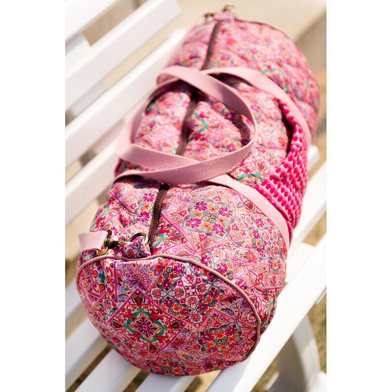 Quilted Fabric Doubleface Diamonds | Poppy Fabrics – intense pink/fir green,  image number 6