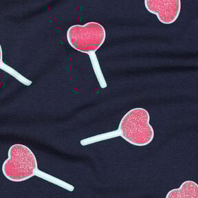Cotton Jersey Glitter heart lollipops | Poppy Fabrics – midnight blue, 