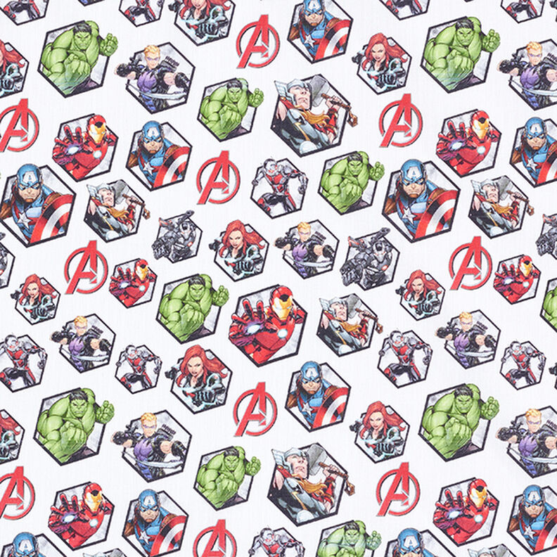 Cretonne Licensed Fabric Avengers Motif Boxes | Marvel – white,  image number 1