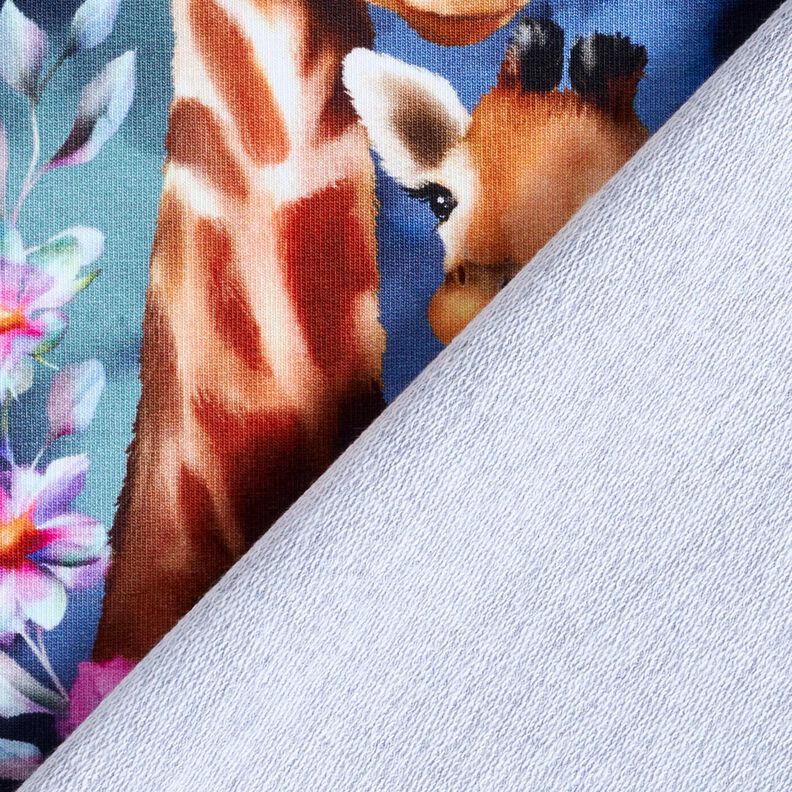 French Terry giraffe family Panel | Glitzerpüppi – midnight blue, image number 4