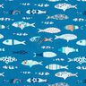 Cotton Cretonne abstract fish – blue,  thumbnail number 1