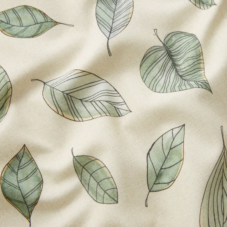 Decor Fabric Half Panama drawn leaves – light beige/reed, image number 2