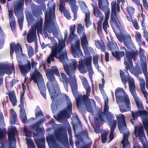 Viscose Jersey Brushstrokes – white/blue lilac, 