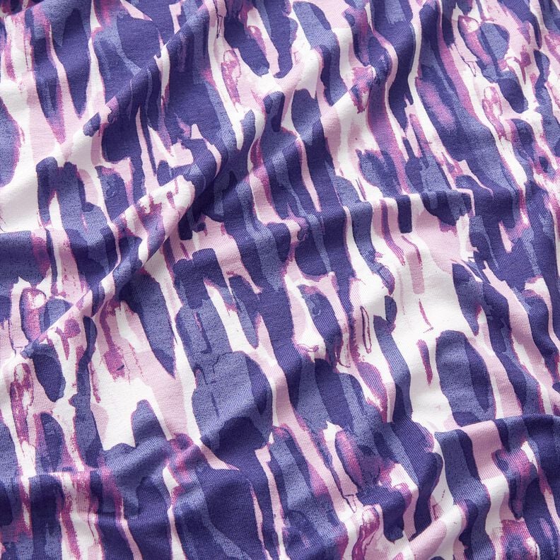 Viscose Jersey Brushstrokes – white/blue lilac, image number 2