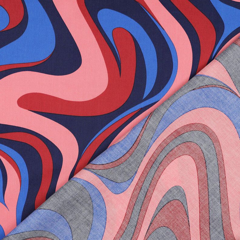 Sateen retro waves| Poppy Fabrics – navy blue/pink,  image number 4