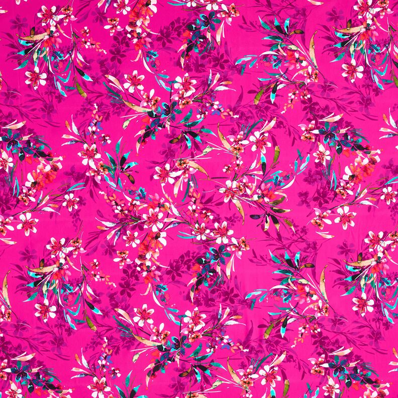 Swimsuit Fabric Watercolour Flowers – purple/white,  image number 1