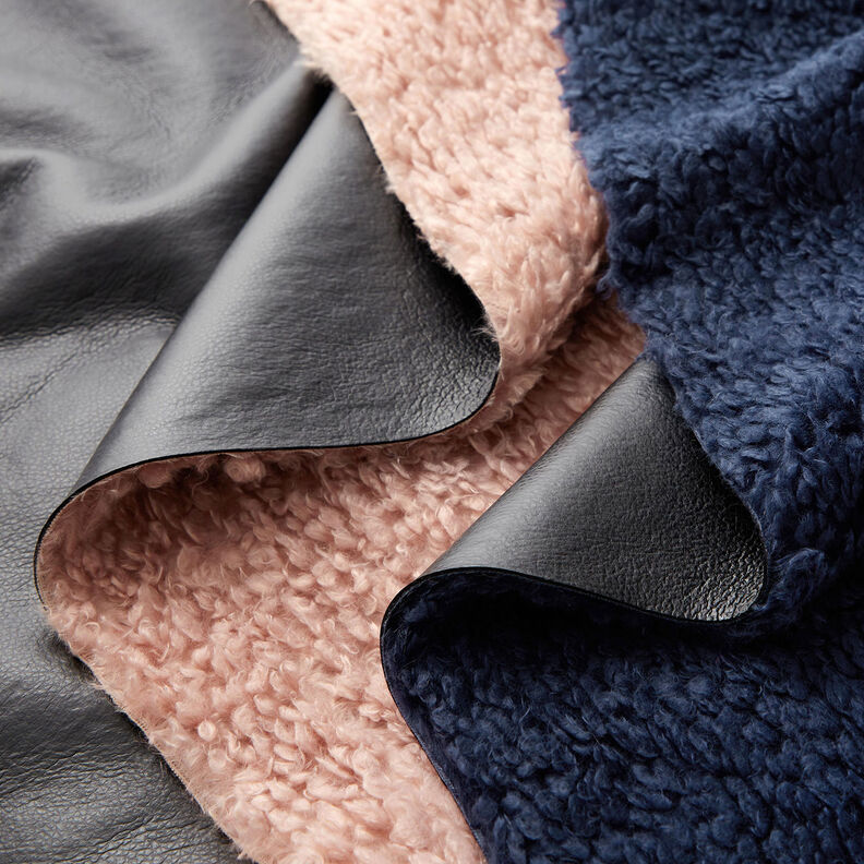 Seconds Plain Imitation Leather with Faux Fur Reverse – black/navy blue,  image number 6