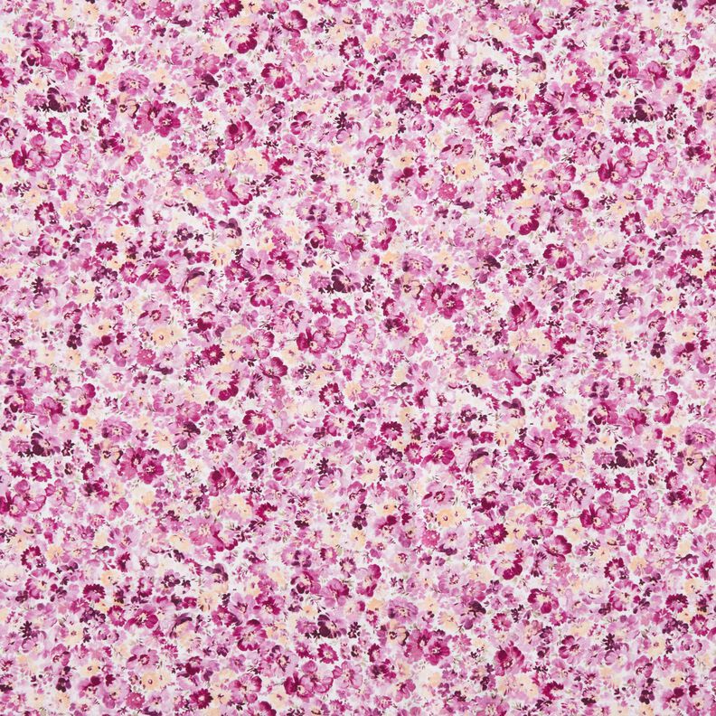 viscose fabric flower meadow – grape/white | Remnant 80cm,  image number 1