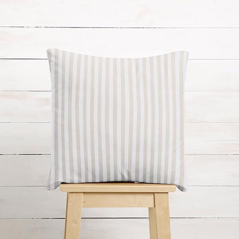 Decor Fabric Half Panama Vertical stripes – light beige/white,  image number 7