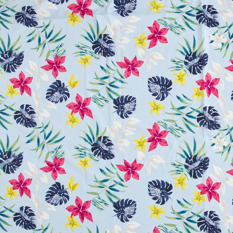 Tropical flowers cotton fabric – light blue,  image number 1