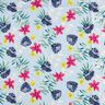 Tropical flowers cotton fabric – light blue,  thumbnail number 1