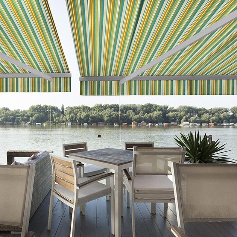 awning fabric Blurred Stripes – mustard/light green,  image number 11