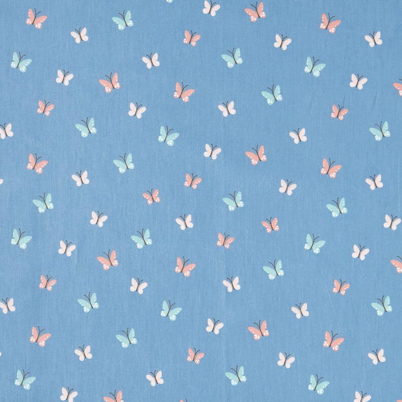 GOTS Cotton Poplin butterflies – brilliant blue,  image number 1
