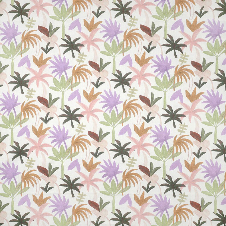 Palm trees cotton voile | Nerida Hansen – white/pink,  image number 1