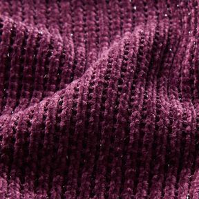 Glitter chenille – aubergine/metallic silver, 