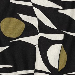 Viscose Linen Blend geometric pattern – black/olive, 