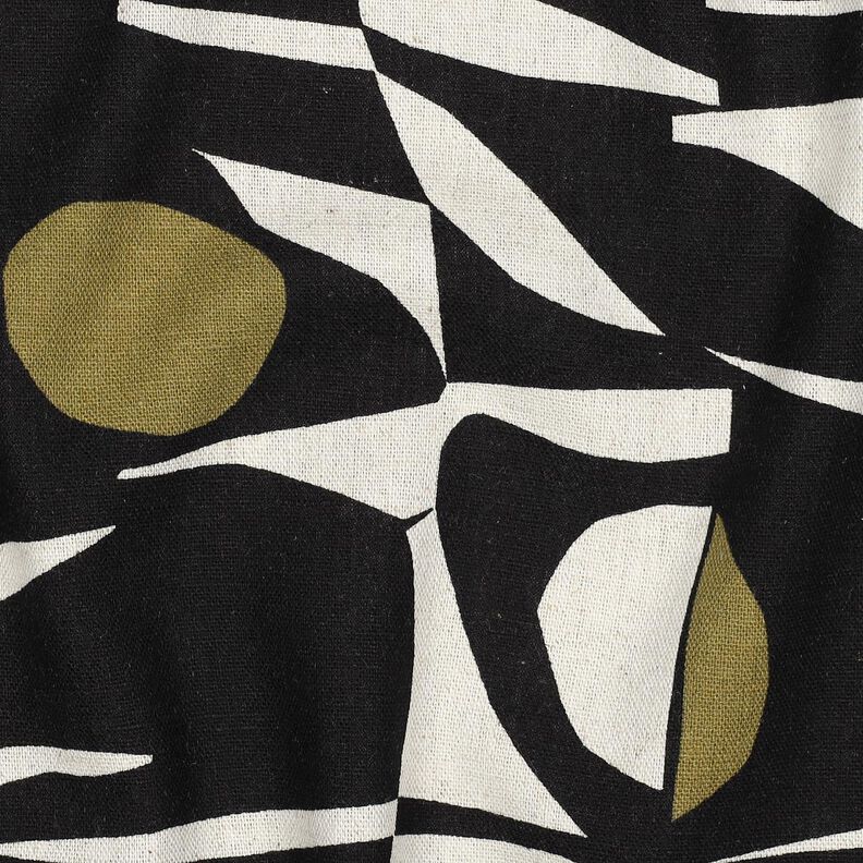 Viscose Linen Blend geometric pattern – black/olive,  image number 2