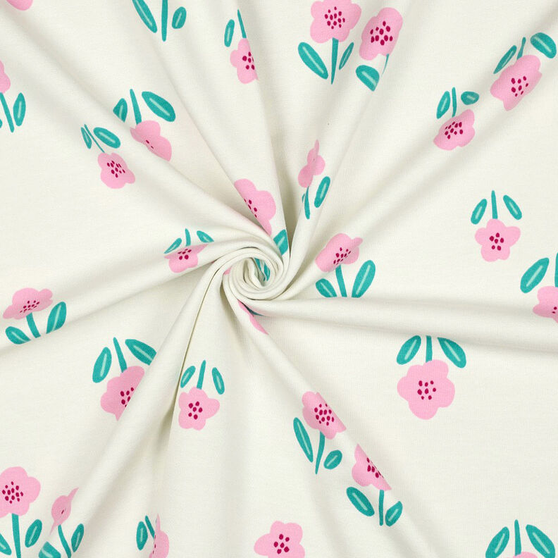 French Terry Flowers| by Poppy – offwhite/pink,  image number 3