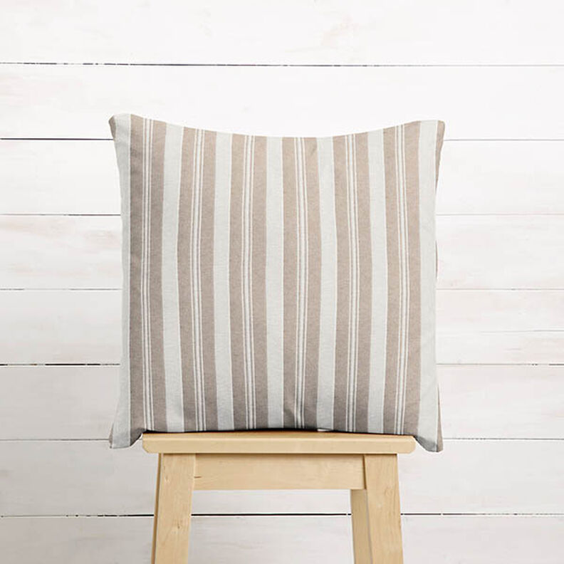 Decor Fabric Jacquard stripes – light beige/sand,  image number 6