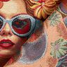Decor Fabric Tapestry Fabric famous women – carmine/light beige,  thumbnail number 4