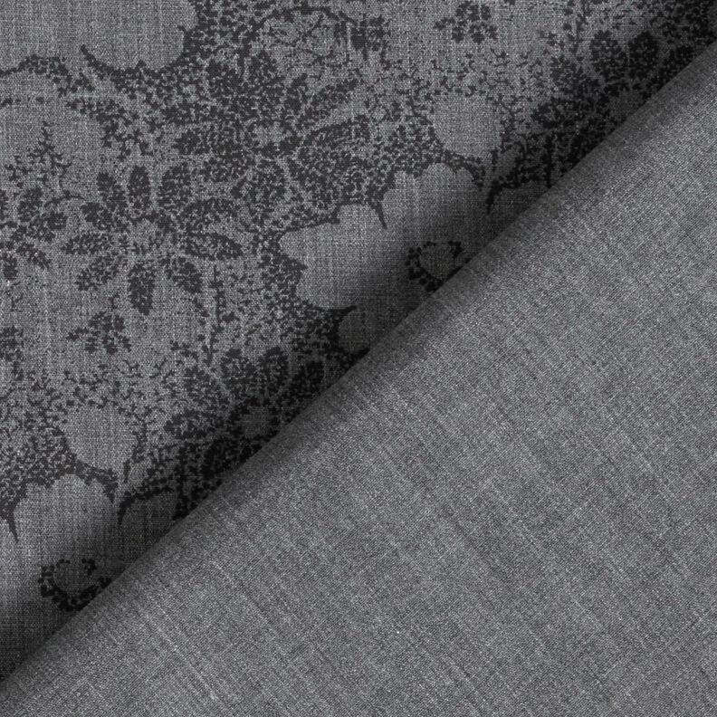 Shirt fabric flowers – grey/black,  image number 4