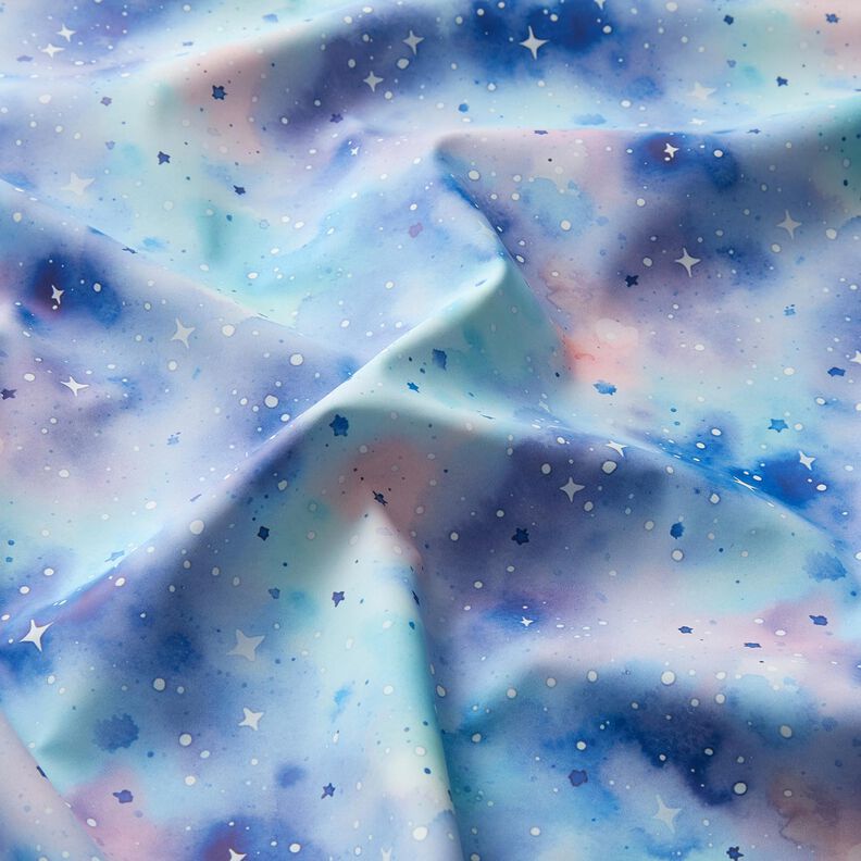 Raincoat Fabric watercolour starry sky Digital Print – ice blue/blue lilac,  image number 3