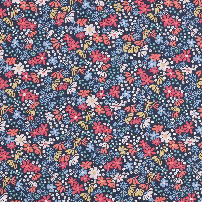 Cotton Cretonne assorted flowers – midnight blue,  image number 1