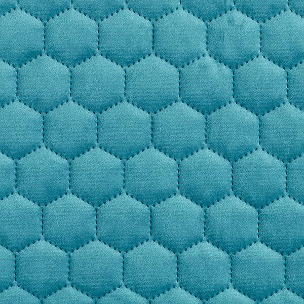 Upholstery Fabric Velvet Honeycomb Quilt – petrol,  image number 1
