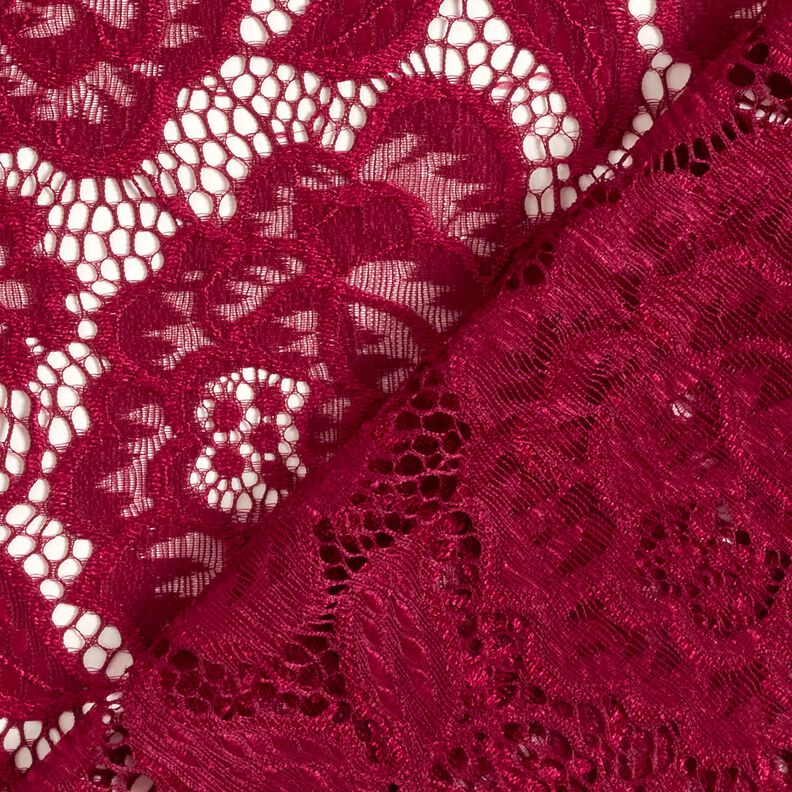 Stretch Lace Blossoms and leaves – dark red,  image number 5